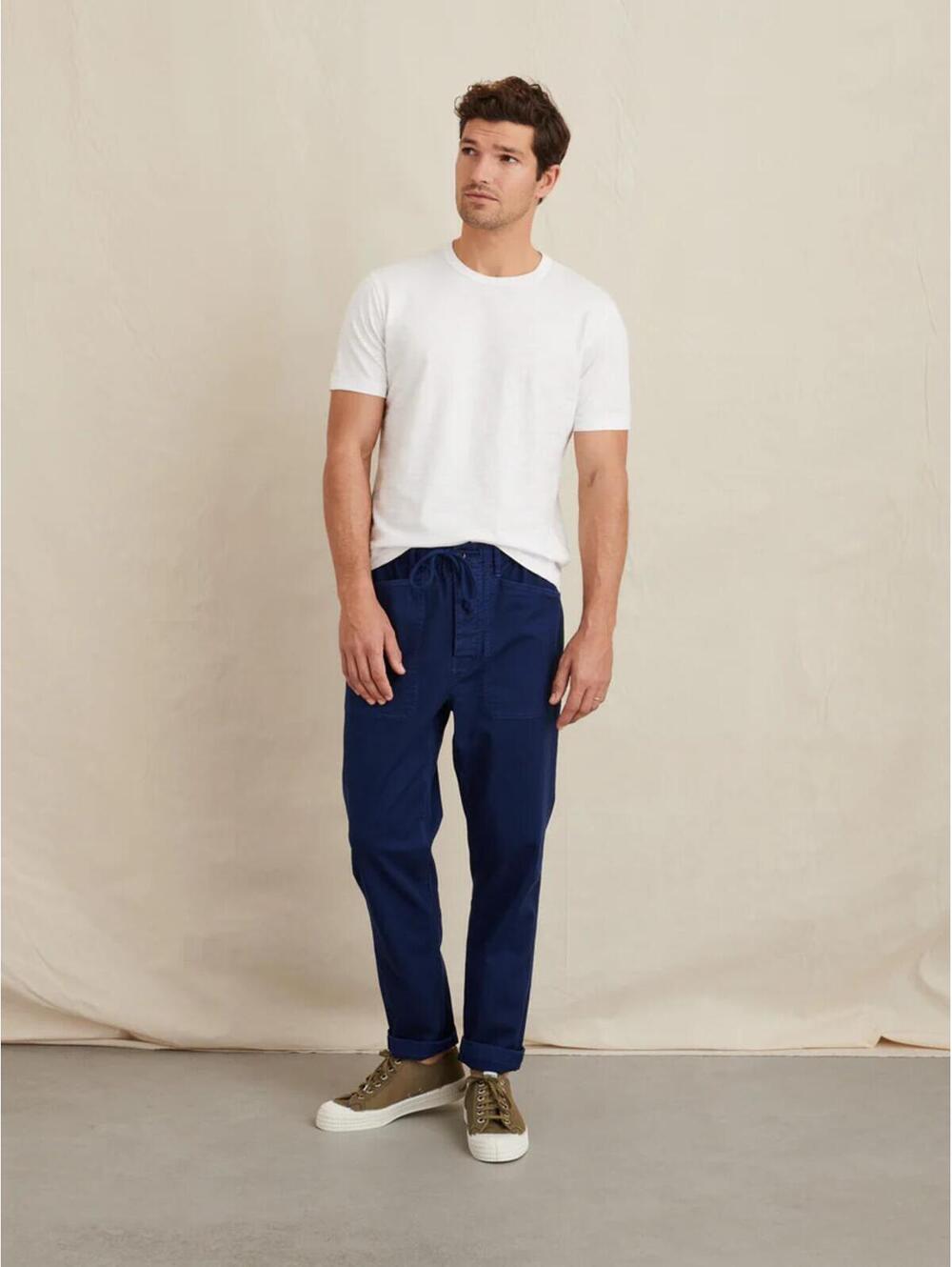 Alex Mill Pull On Button Fly Pants - Navy Sz L Boho Rugged Utility